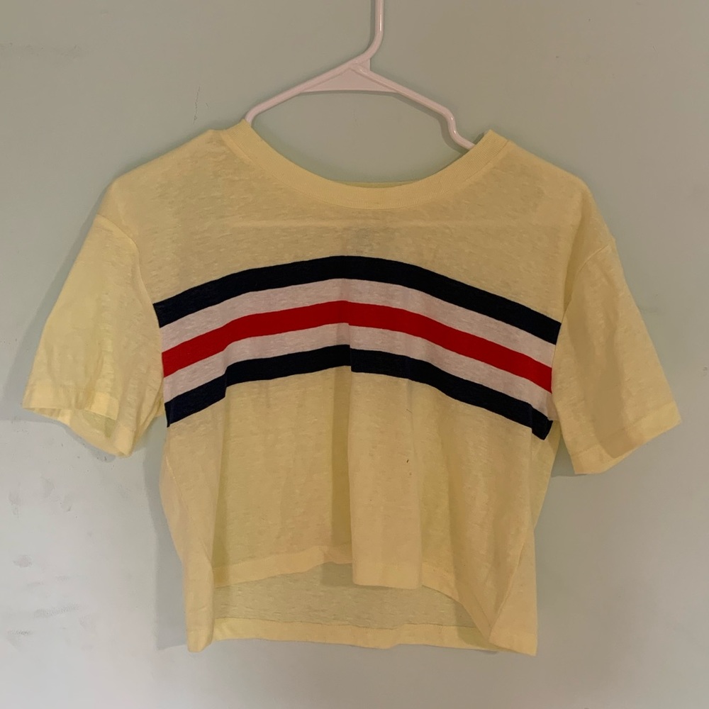 yellow striped cropped tee